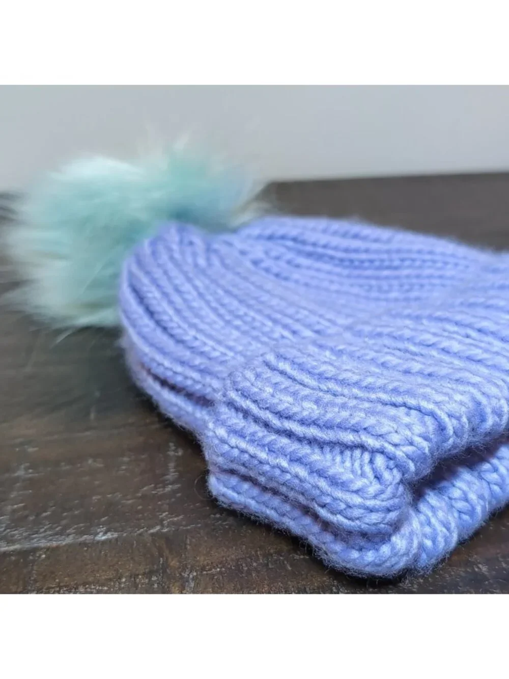 Mountain Warehouse Purple Knit Beanie Mint Faux Fur Pom Pom Winter Hat